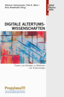 Cover des Sammelbandes Digitale Altertumswissenschaften - Thesen und Debatten zu Methoden und Anwendungen